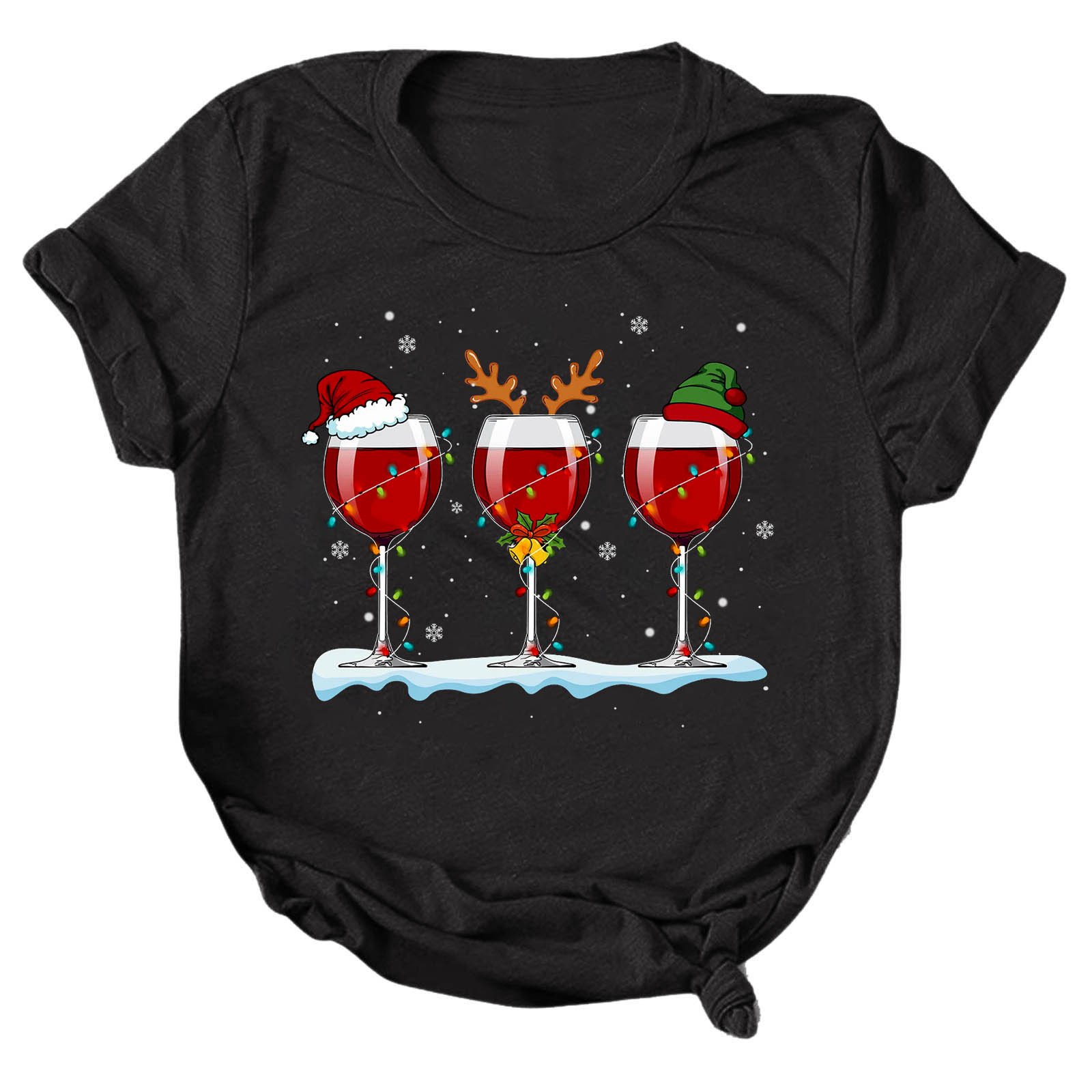 LUOGENLI T-shirts pour Femmes Mode de Noël Décontractée Impression