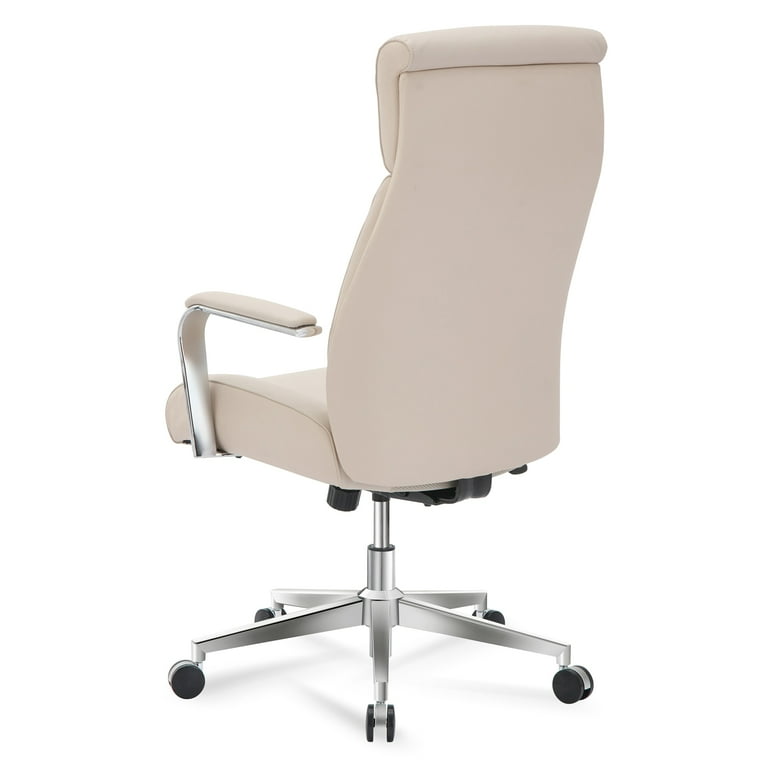 Realspace Modern Comfort Modee Vegan Leather High Back Executive Office Chair Sand Chrome BIFMA Compliant
