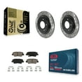 thumbnail image 1 of Transit Auto Rear Coated Drilled Slotted Disc Brake Rotors and Ceramic Pads Kit for Car Kia Optima Hyundai Sonata Soul EV Cadenza KDC-100761, 1 of 11