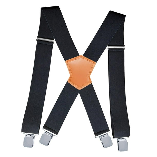 Tirantes para hombre resistentes con 4 clips y forma para bodas, uso informal y laboral. Marrón Negro