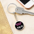 thumbnail image 3 of Japanese Bobtail Cat Mom Keychain Stainless Steel or 18k Gold Circle Pendant, 3 of 7