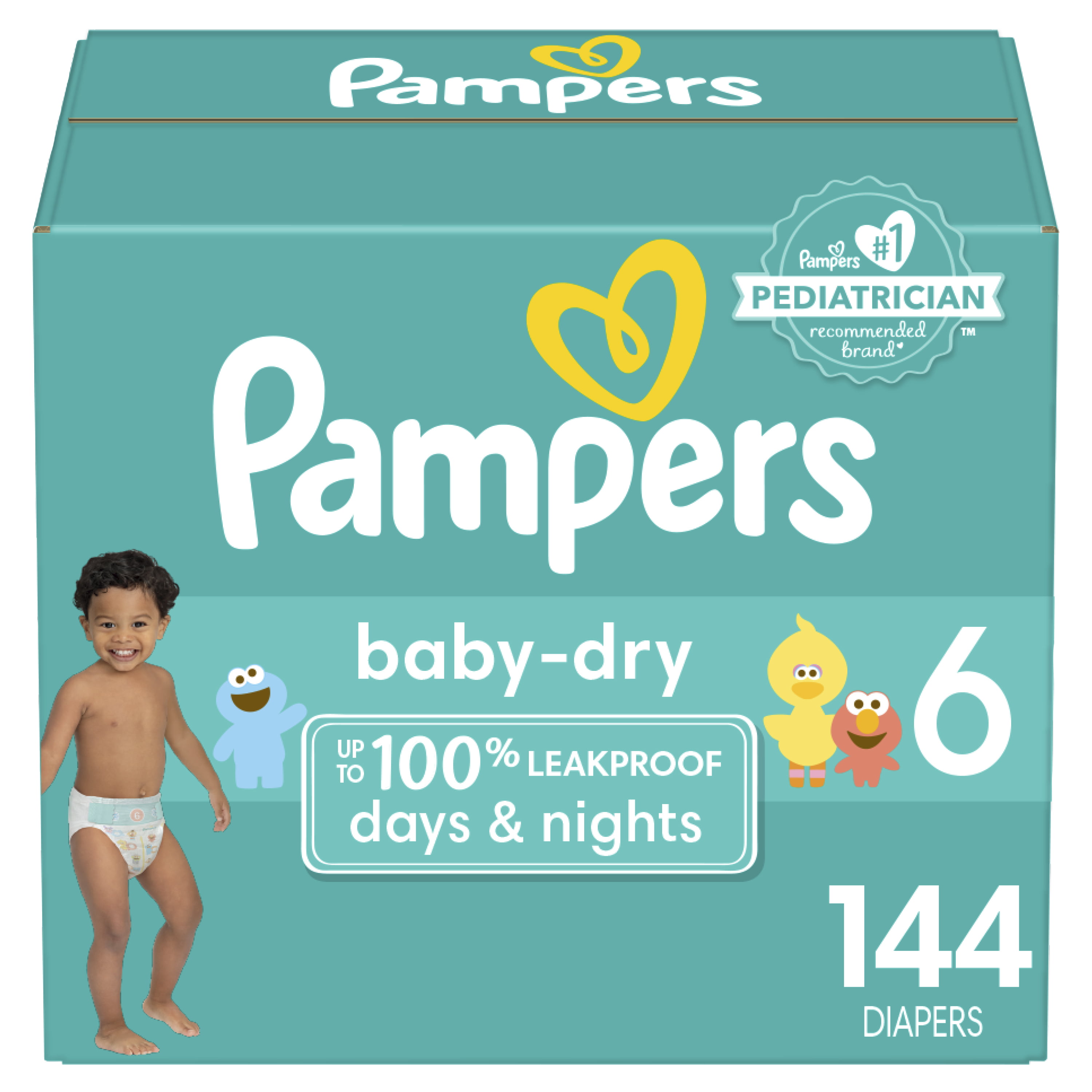 Size 6 Pack of 124 Pampers Baby-Dry Nappies Monthly Saving Pack 