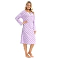 thumbnail image 6 of Valcatch Women's Pajamas Long Sleeve Soft Nightdress Polka Dot Printed Home Wear(Purple, S), 6 of 7