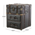 thumbnail image 4 of DecMode 18" x 23" Dark Brown Faux Leather Vintage 2 Drawer Accent Table with Buckle Hinged Top, 1-Piece, 4 of 16