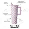 thumbnail image 2 of Simple Modern 40 fl oz Insulated Stainless Steel Trek Tumbler with Folding Straw Lid|Lavender and Cream Checkmate, 2 of 5