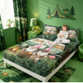thumbnail image 3 of meiyoeat Happy Camping Bed Sheets,Girls,Cute Gnome Camper Print Full Size Sheets For Girl,4-Piece,1 Flat Sheet,1 Fitted Sheet and 2 Pillowcases, 3 of 6