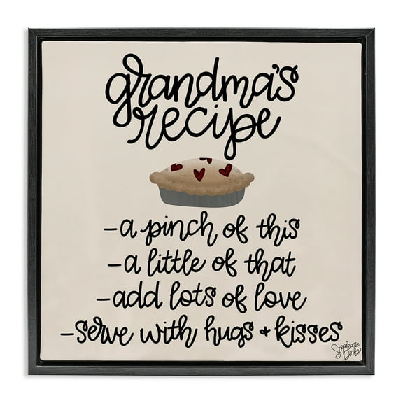 Stupell Industries Grandma's Dessert Recipe Food & Beverage Painting Black Floater Framed Canvas Art Print Wall Art, 18 x 18
