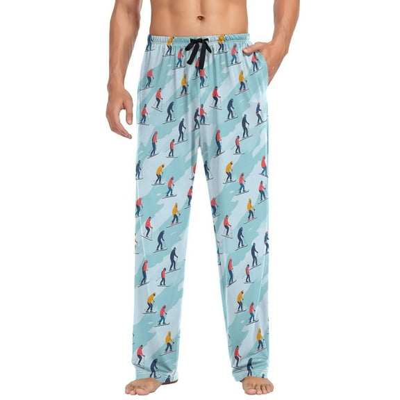 joogoo Men's Pajama Pants Skating on Winter Soft Long Sleep Lounge Pjs Bottoms L