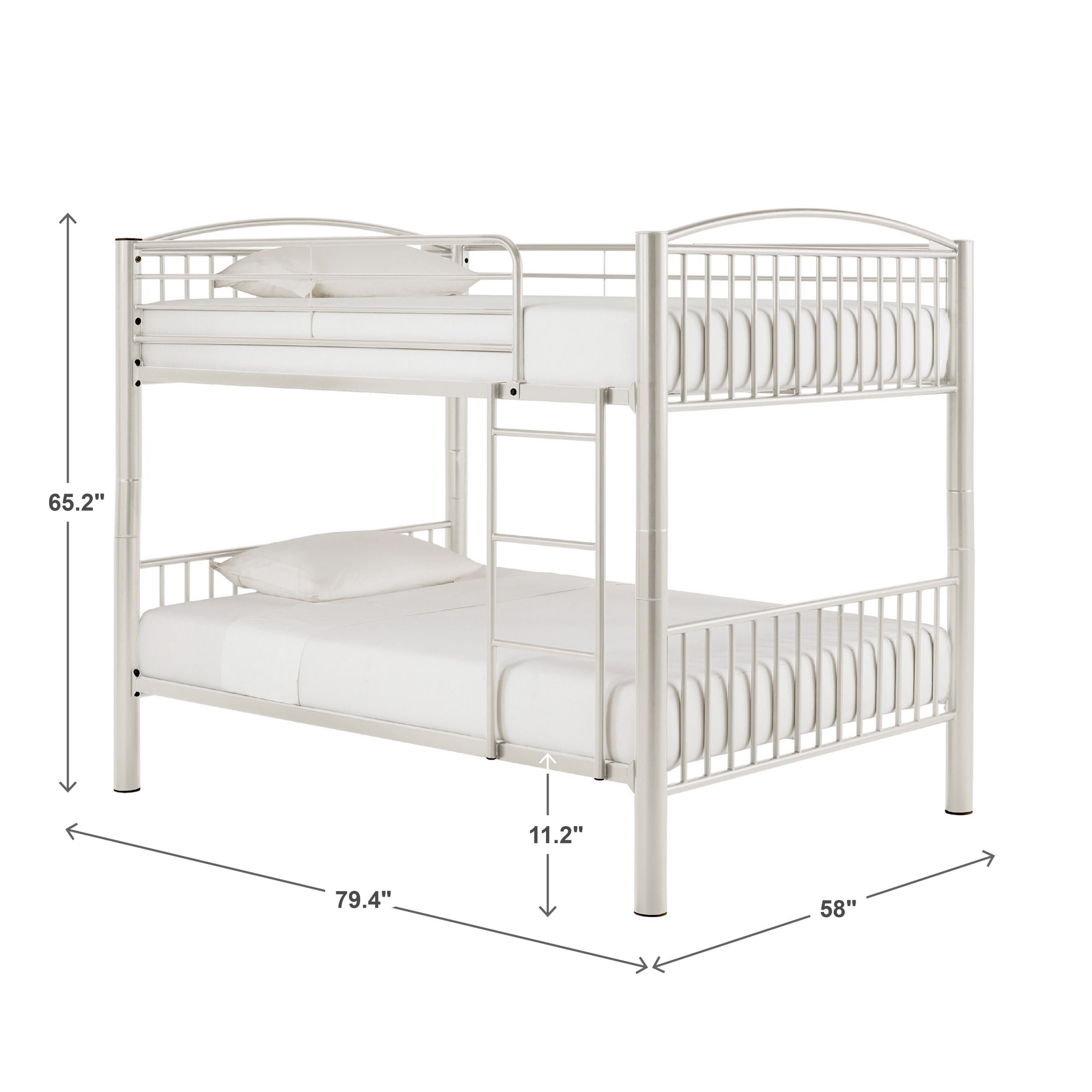 Weston Home Visalia Kids Convertible Metal Full over Full Bunk Bed, White