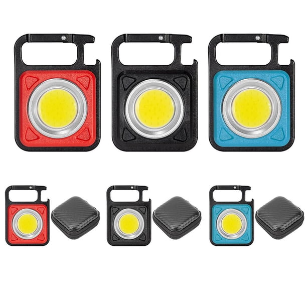 Linterna de llavero LED 500 lúmenes Luz de trabajo para acampar al aire libre (negro + caja)