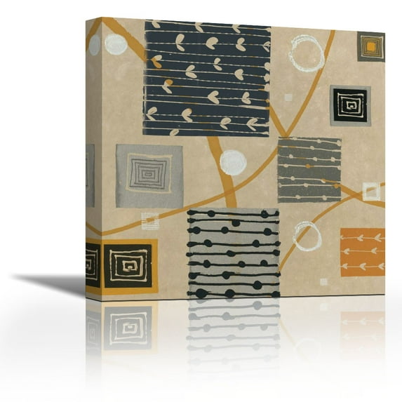 Graphic Tiles I - Contemporary Fine Art Giclee on Canvas Gallery Wrap - wall décor - Art painting - 24 x 24 Inch - Ready to Hang