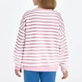 thumbnail image 7 of IVEYRTF Kids Striped Print Drop Shoulder Crewneck Sweatshirt Long Sleeve Pullover Top Casual Wear for Boys and Girls Soft for Daily Activities(Pink,5-6 Years), 7 of 7