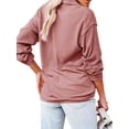 thumbnail image 2 of Túnica con cremallera para mujer Tops de manga larga con cuello en V profundo Blusas holgadas informales Trajes de verano, Rosa, S AweSitey AP003810-16, 2 of 5