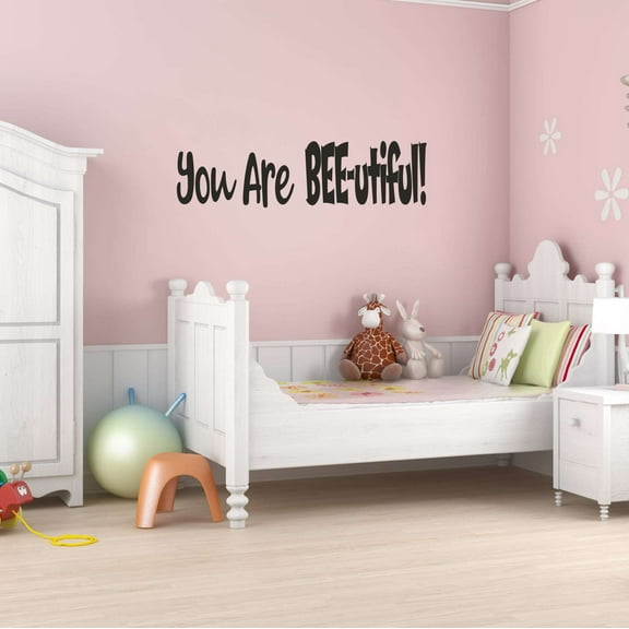 Children You are Bee-utiful Cute Quotes & Sayings Wall Decal Decoration Beeutiful Honey Bee Cute Wall Decal Sticker Lasts Years and Easily Removable - Size: 10 In(W) x 3 In(H)