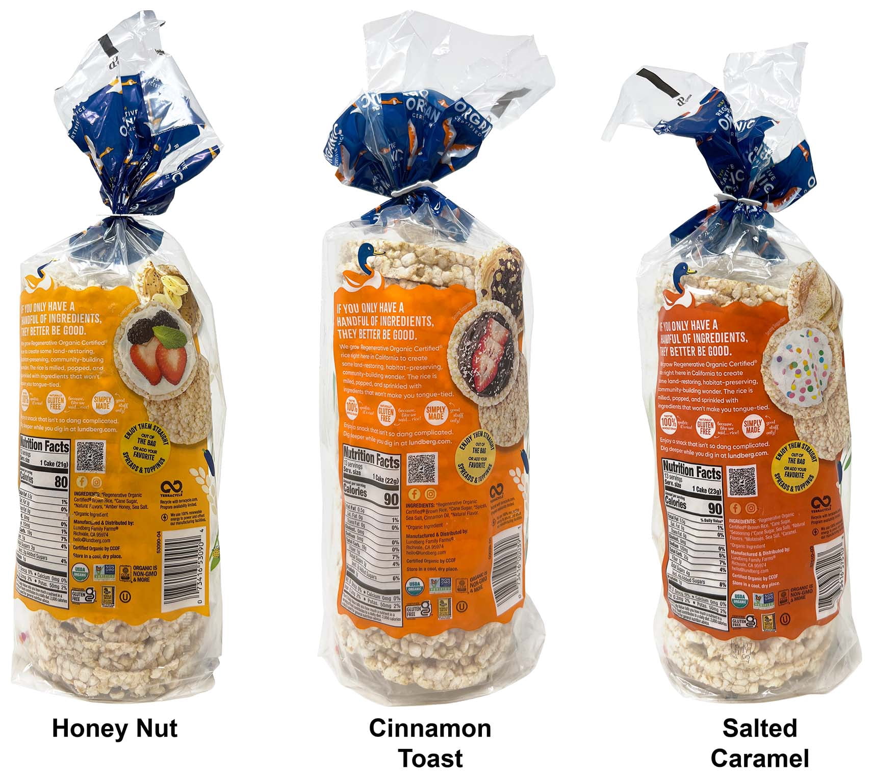 Lundberg Brown Rice Cakes - 3 Flavors; 1 Each: Honey Nut, Cinnamon Toast, Salted Caramel + MerlinsMart Zine