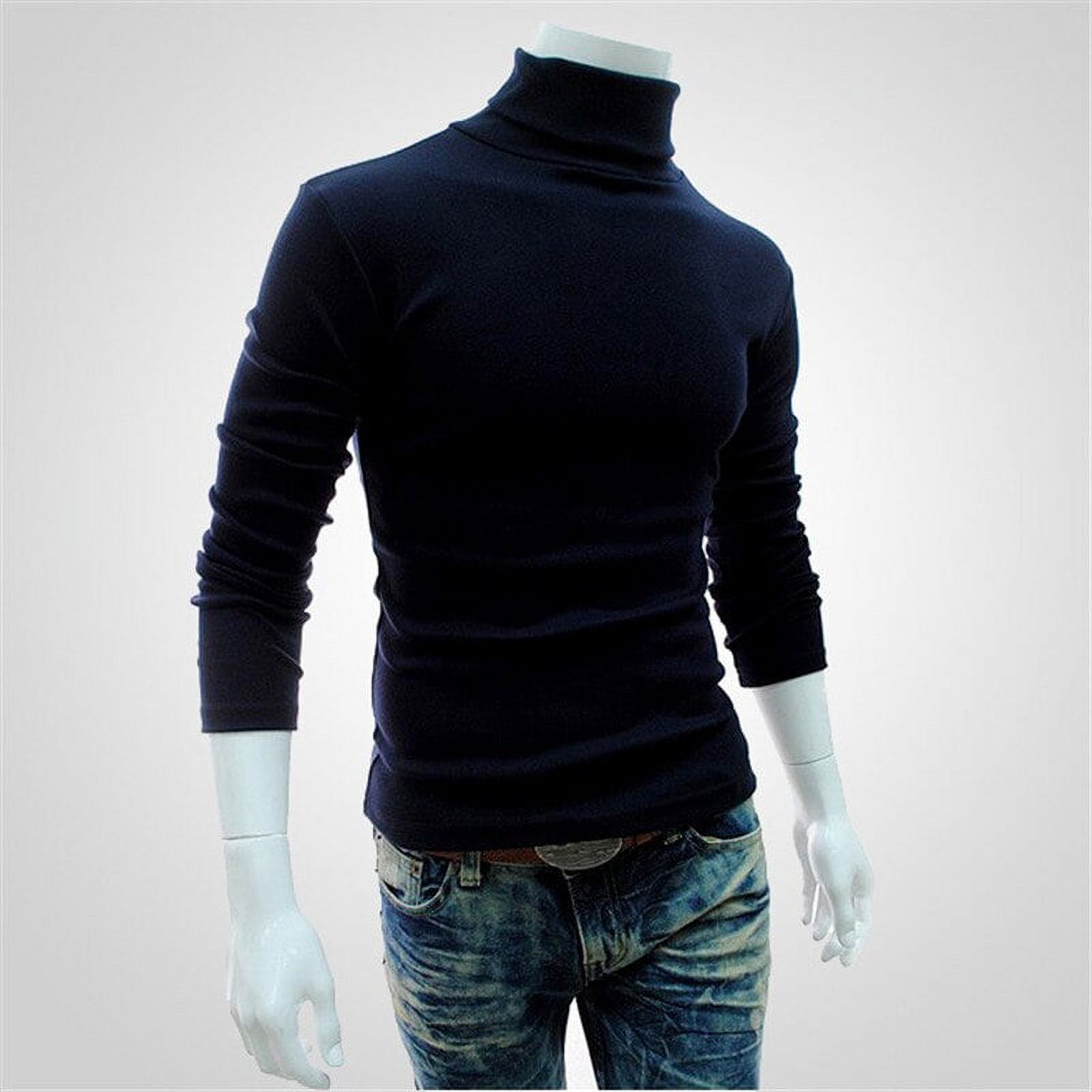 Seyurigaoka Fashion Mens Polo Roll Turtle Neck Pullover Knitted Jumper Tops Sweater Shirt - image 3 of 6