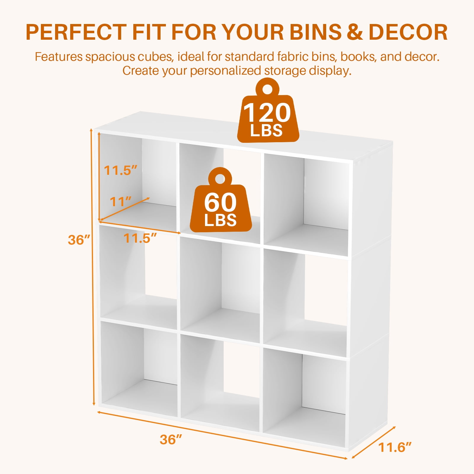 Atilioo 9 Cube Storage Organizer, Open Bookcase, Space-Saving Display Shelf with Removable Back Panels, Easy Assembly, White