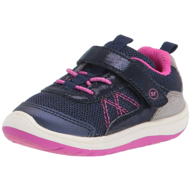 Stride Rite Fille Carson Chaussure de Course Athlétique, Marine/rose, 3 Bébé