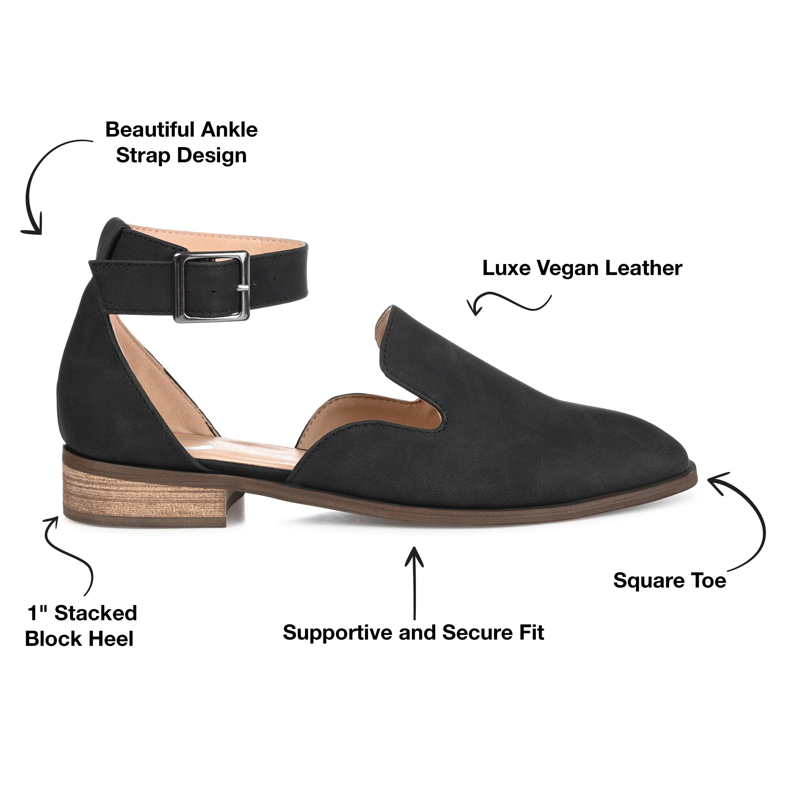 Journee Womens Loreta Buckle Square Toe Loafer Flats, Widths Available