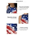 thumbnail image 3 of Seyurigaoka Women Juniors Independence Day Crop Tank Tops, Slim-fit Star  Stripe Print Round Neck Navel Vest, 3 of 6