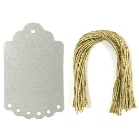 Mirror Hang Tags - Wrapables® 50 Gift Tags/Kraft Hang Tags with Free Cut Strings for Gifts, Crafts & Price Tags, Large Scalloped Edge (Shimmer Silver)