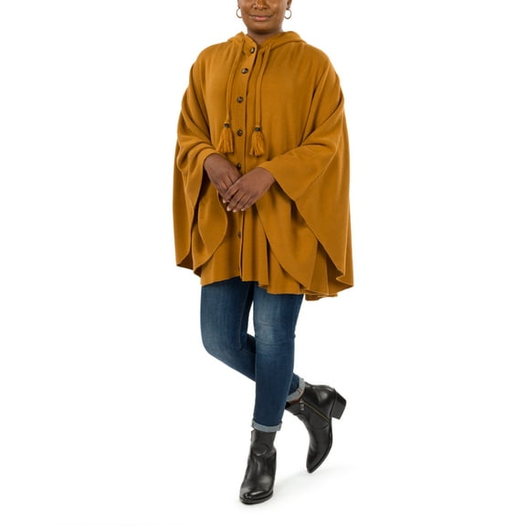 Patricia Nash Hooded Cape with Buttons, Camel