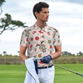 thumbnail image 3 of Fotbe Groovy Retro Santa Camiseta Polo de Golf para Hombre con Estampado – Camisa Deportiva Transpirable con Cuello Abotonado-Large, 3 of 6