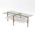 thumbnail image 3 of HomeRoots 47" Gold Glass And Steel Coffee Table With Shelf, 3 of 5