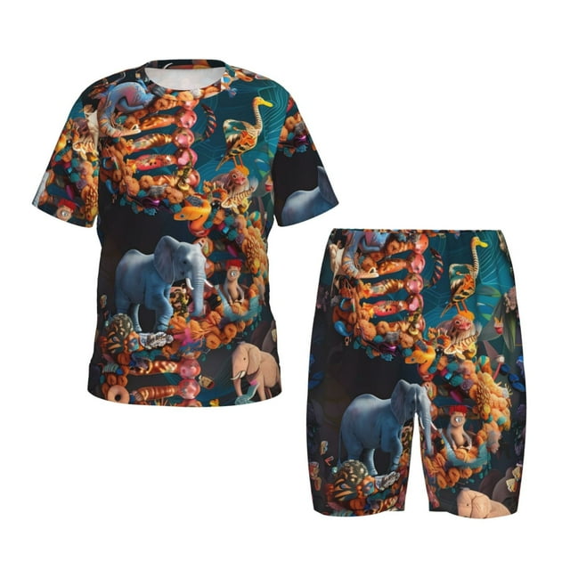 Lsque Ensemble de Pyjama Léger 2 Pcs en Coton Ajusté Motif Spirale Animal pour Filles - 4TG