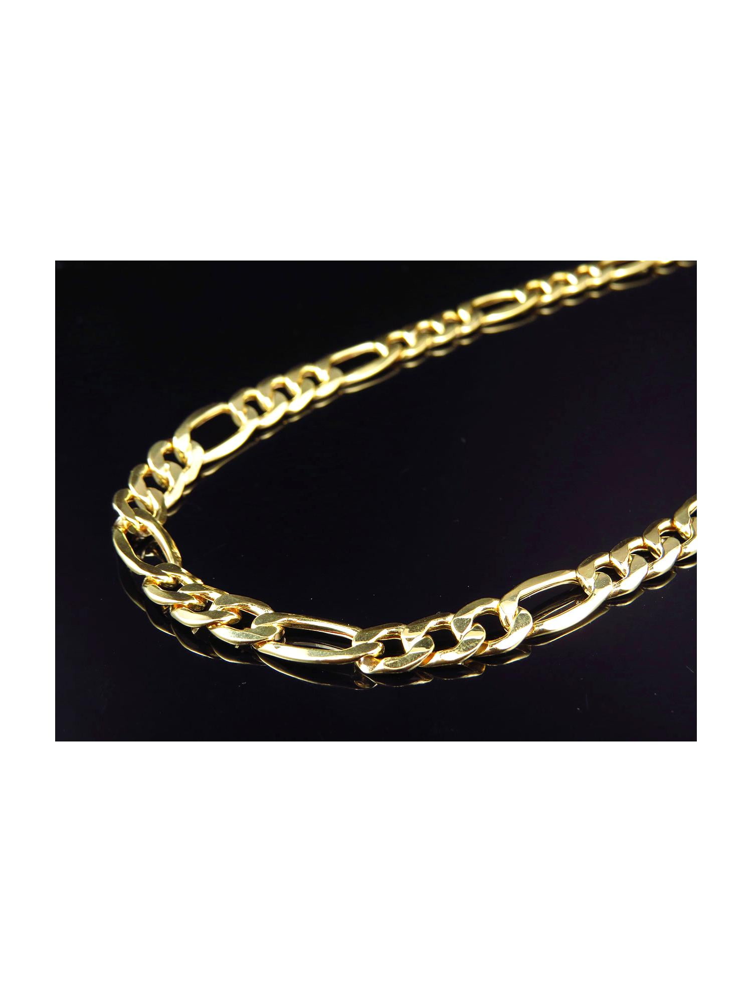 Jewelry Unlimited - New Mens Genuine 10K Yellow Gold Italian Figaro