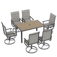 thumbnail image 5 of ELPOSUN 7 Piece Outdoor Patio Dining Set Swivel High Back Padded Textilene Chairs and Rectangle Brown Table Furniture Set,Light Gray, 5 of 6