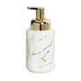 thumbnail image 1 of Qeeadeea Distributeur de Savon Moussant en Céramique Marbrée, Distributeur de Savon Moussant avec Pompe Dorée, Distributeur Moussant pour les Mains, pour Salle de Bain Cuisine-Blanc-Rond, 1 of 9