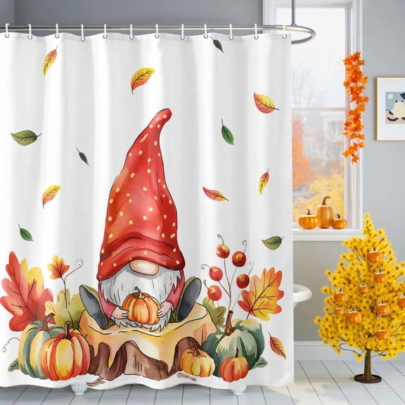 Shower Curtain 60"W x 72"L Autumn Thanksgiving Dwarf Pumpkin Fabric Shower Curtains Set with Hooks Water Repellent Bathroom Curtains Machine Washable Bathroom Accessories