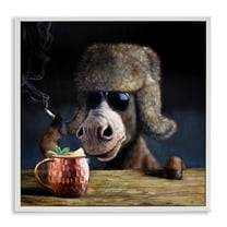 Stupell Industries Moscow Mule Funny Animal Animals & Insects Painting White Framed Art Print Wall Art, 17 x 17