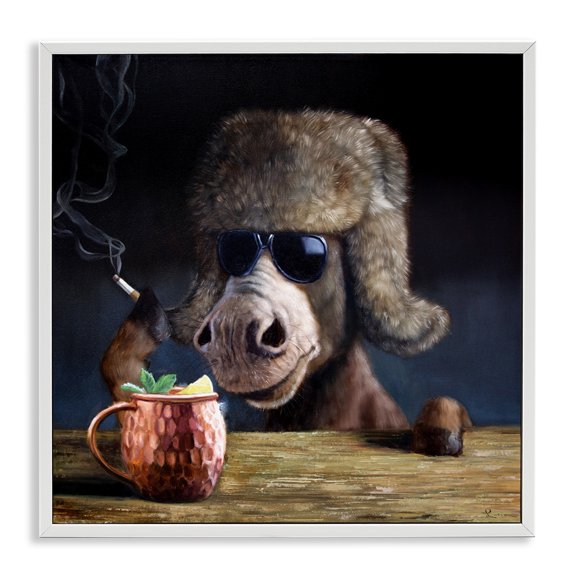 Stupell Industries Moscow Mule Funny Animal Animals & Insects Painting White Framed Art Print Wall Art, 17 x 17