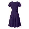 thumbnail image 4 of Vestido de verano de color sólido con cuello en V y manga corta cómodo para mujer Pompotops ghjkhdj17803, 4 of 4