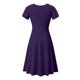 thumbnail image 4 of Vestido de verano de color sólido con cuello en V y manga corta cómodo para mujer Pompotops ghjkhdj17802, 4 of 4