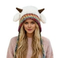 thumbnail image 3 of Cute Thick Plush Knitted Hat Women Winter Warm Ear Protection Beanies Hat Women Comfortable Horn Pullover Hats, 3 of 3