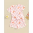 thumbnail image 3 of Suealasg Little Girls 2Pcs Summer Outfits Set 6M 1T 2T 3T 4T Toddler Baby Girls Shorts Set Short Sleeve Round Neck Flower Print Tops + Elastic Waist Shorts, 3 of 9