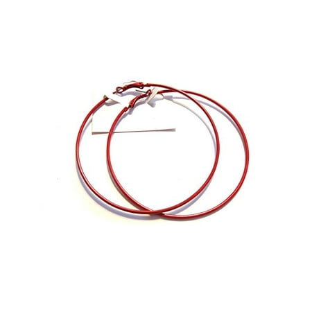 Red Lion Mini Hoop - Red Hoop Earrings Classic Thin 3 inch Hoop Earrings