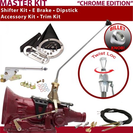 American Shifter TH400 Shifter Kit Chrome 16 in. E Brake Cable Trim Kit Dipstick for F2C37
