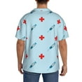 thumbnail image 3 of Balery Syringe And Red Cross Camisa Casual de Manga Corta con Botones para Hombre, Texturizada, Estilo Cubano, para Playa, Verano-Large, 3 of 5