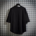 thumbnail image 5 of XIAONU Mens Solid Color Tees Oversized Fit Curved Hem Half Sleeve Side Label Shirts Breathable Casual Daily Street Tops, 5 of 5