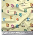 thumbnail image 1 of Soimoi Poly Georgette Fabric Numbers & Alphabets Text Print Fabric by The Yard 42 Inch Wide, 1 of 3