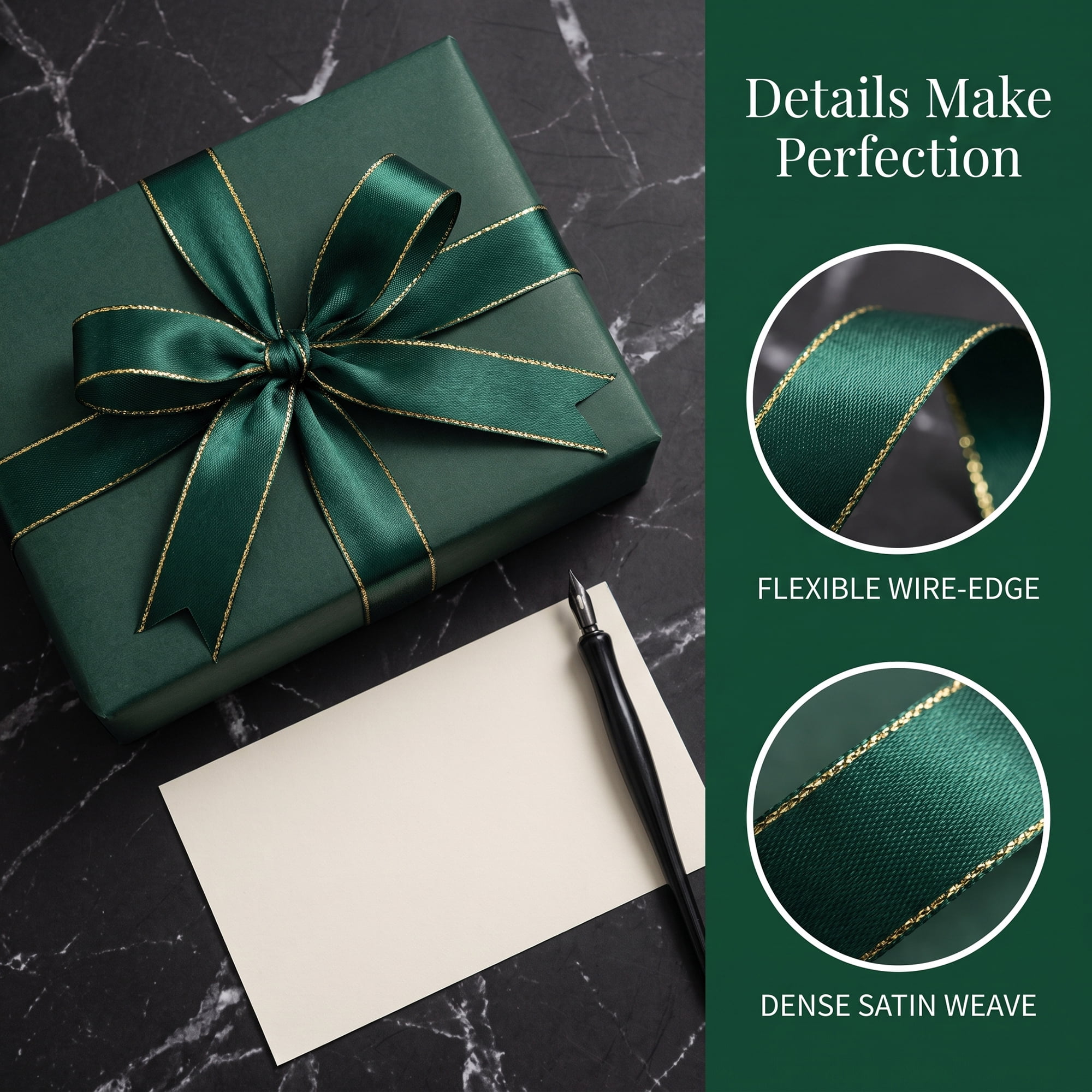 Unique Bargains Elegant Fabric Ribbon for Gift Wrapping and Crafting Projects Green