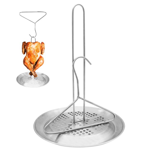 Kit de Support pour Friteuse à Dinde en Acier Inoxydable, Ensemble Support et Cintre pour Friteuse à Poulet, Adapté aux Friteuses Extérieures, Accessoires de Gril en Acier Inoxydable avec Bac à Goutte