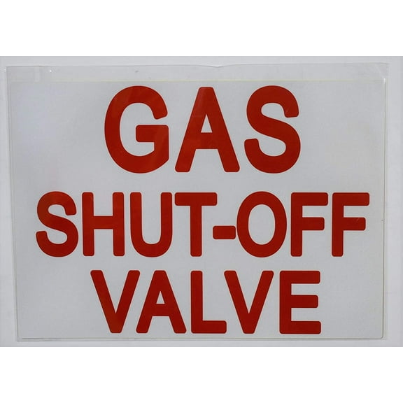 Gas Shut-Off Valve Sticker (Reflective White Background,1 Unit, 7X10 inch)(ref-2022-4)