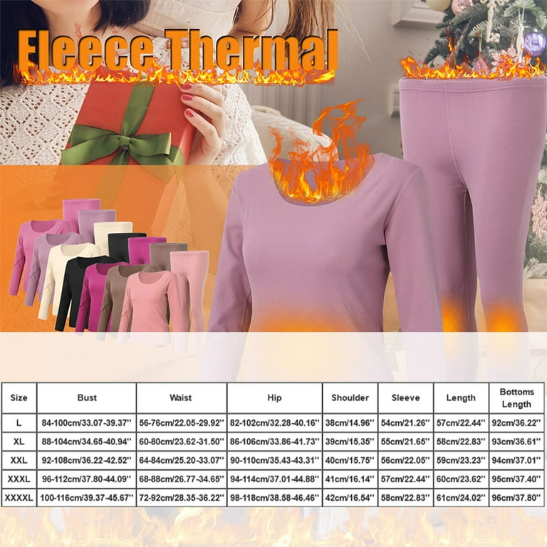 DondPO Thermals for Women Women Crew Neck Fleece Lined Long