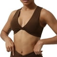 thumbnail image 1 of Xfvqtps Sports Bra for Women Racerback Deep V Neck Standard Strap Padded Elastic Breathable Yoga Athletic Exercise Bras Coffee, 1 of 6
