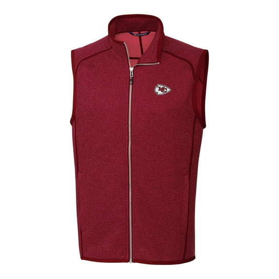 Men's Cutter & Buck Red Kansas City Chiefs Mainsail Sweater Knit Fleece Full-Zip Vest